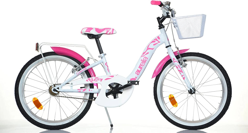 BICICLETTA GIRL DA 20" IN COLORE BIANCO E FUCSIA CON CESTINO PER BAMBINA