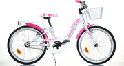 BICICLETTA GIRL DA 20" IN COLORE BIANCO E FUCSIA CON CESTINO PER BAMBINA