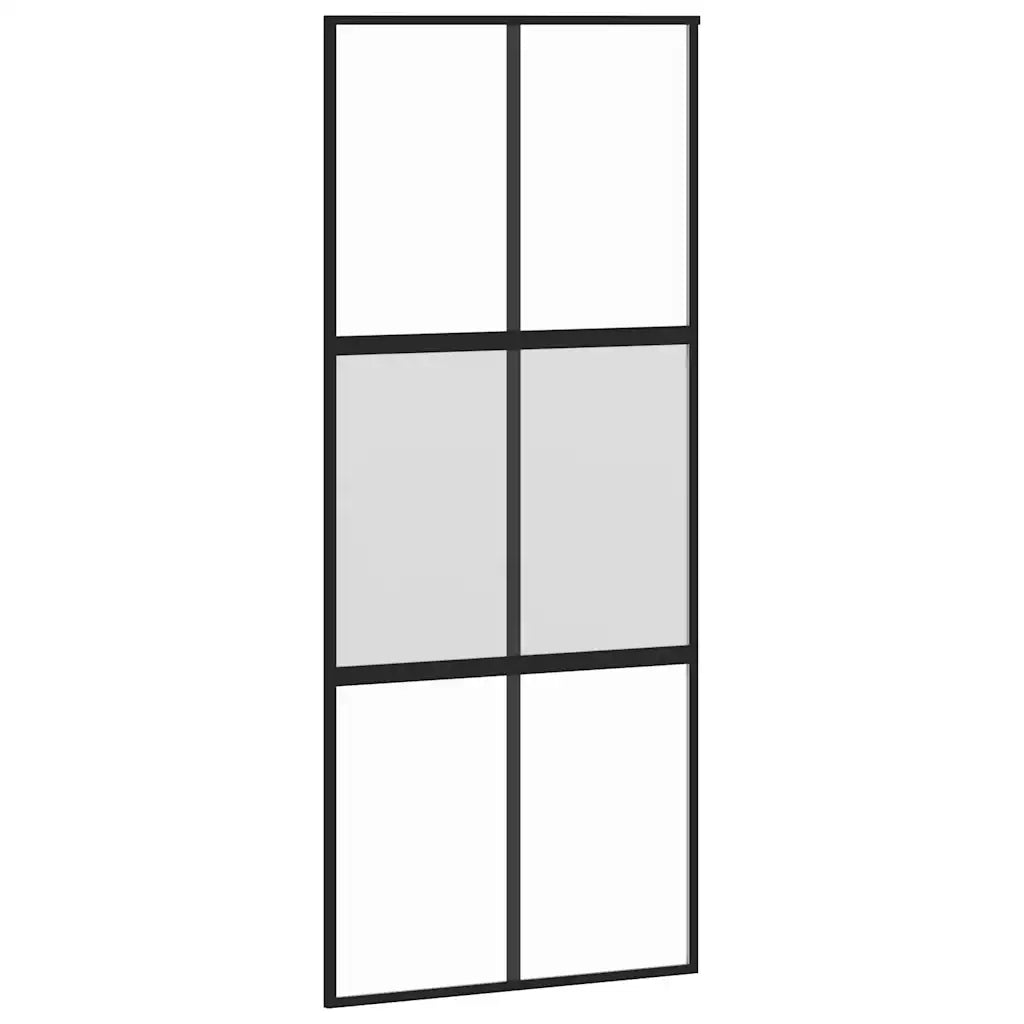 Porta Scorrevole Set Ferramenta Nera 90x205 cm Vetro Temperato 3375964