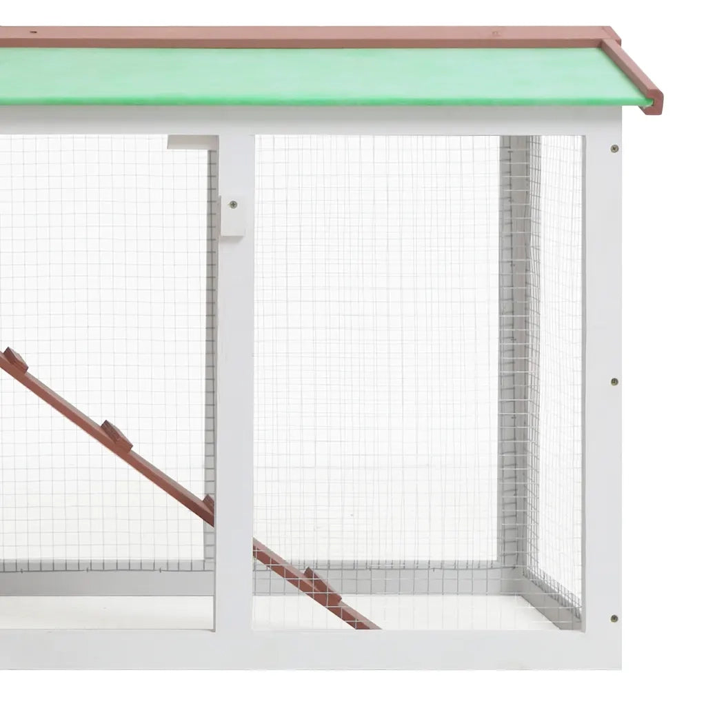 Conigliera per Esterni Grande Marrone Bianca 145x45x84 cm Legno CFW4168550