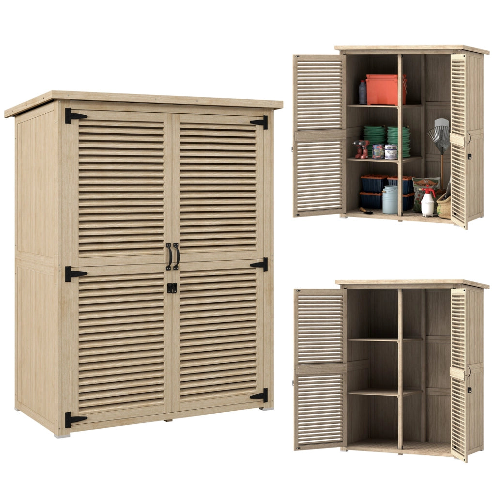 Armadio da Giardino ¨C Zephmum ¨C Legno Naturale 127x65x168 cm