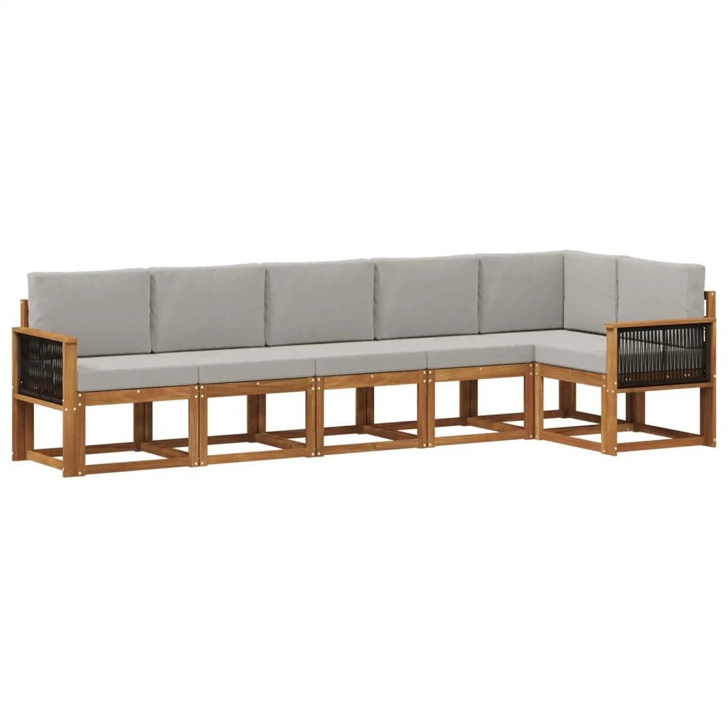 Set di divani da esterno 6 pcs Naturale e Grigio Chiaro