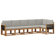 Set di divani da esterno 6 pcs Naturale e Grigio Chiaro