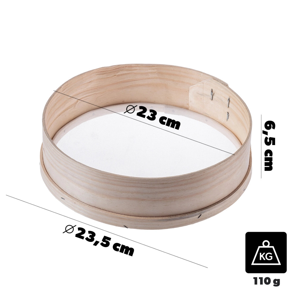 Setaccio in legno KADAX da 23 cm per farina, zucchero a velo, cucina