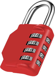 Combinazione a 4 cifre di chiusura, numeri di chiusura per palestra, chiusura per armadi, chiusura per esterni resistenti all'usura per porte, cancelli, garage, porte di cantina, cancelli (1 pezzo, rosso)