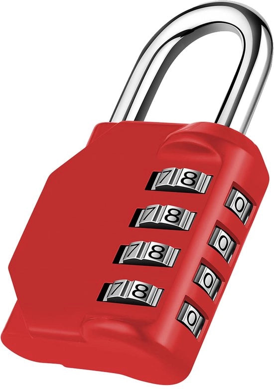 Combinazione a 4 cifre di chiusura, numeri di chiusura per palestra, chiusura per armadi, chiusura per esterni resistenti all'usura per porte, cancelli, garage, porte di cantina, cancelli (1 pezzo, rosso)