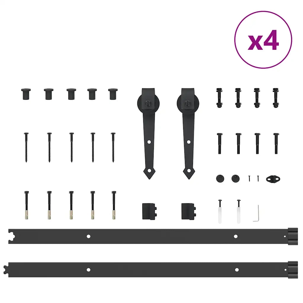 Kit di Binari per Porte Scorrevoli 305 cm Acciaio Nero
