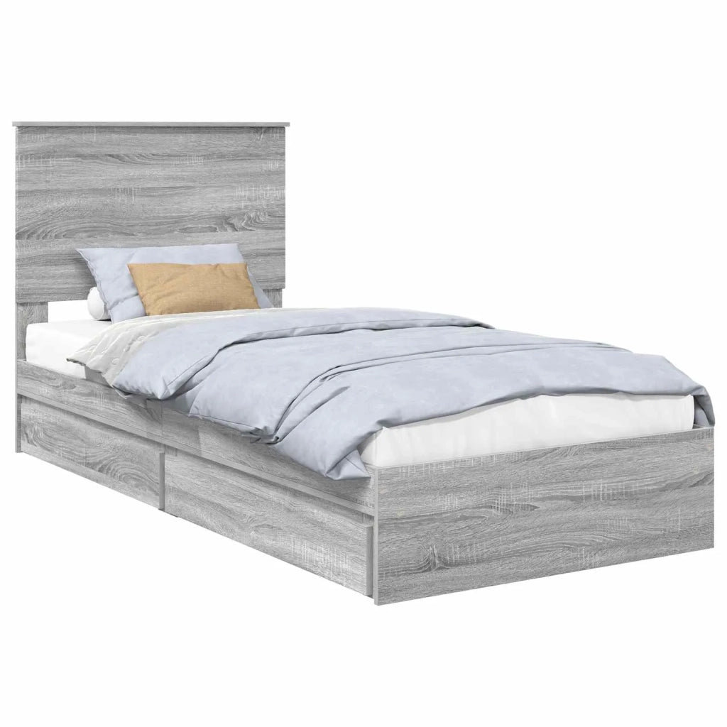 Letto con Contenitore con testiera Grigio Sonoma 75 x 190 cm