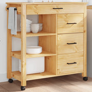 Carrello da Cucina-Scaffale per Cucina MONZA 84x40x88,5 cm in Legno Massello di Pino 610143