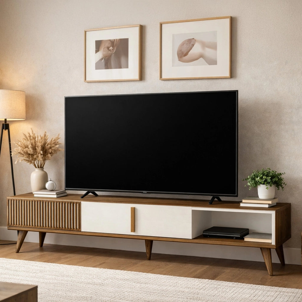 Gordon, Mobile Porta tv un Ripiano, 180x35x40h cm Marrone Noce