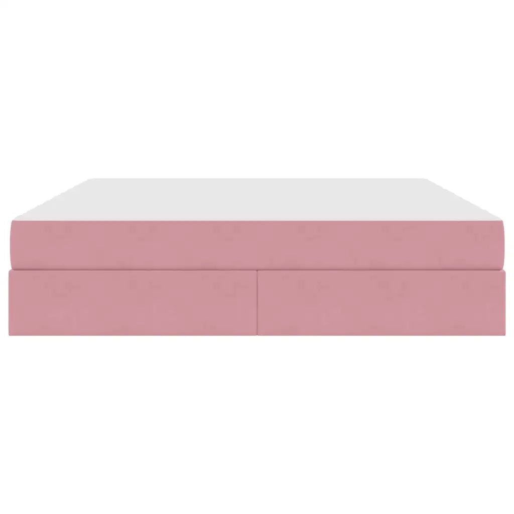 Letto con contenitore e materasso Rosa 160 x 200 cm Velluto