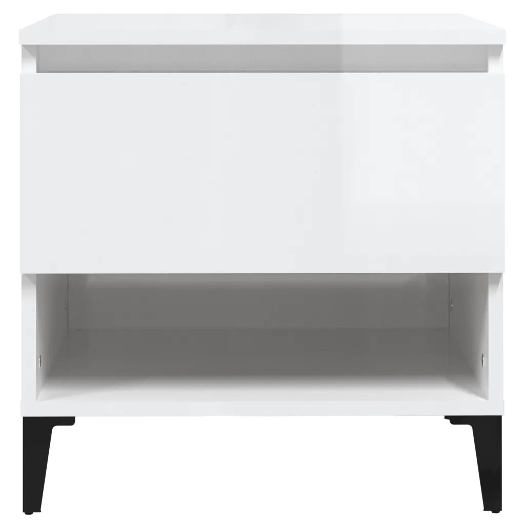 Tavolino | Tavolo laterale Bianco Lucido 50x46x50 cm in Legno Multistrato