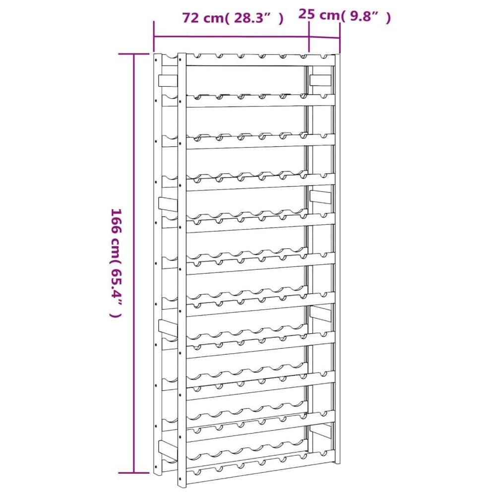 Wine Rack For 77 Bottles, Grey Solid Pine Wood