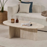 Parona, Tavolino da Salotto Forma Ovale, 120x65x40h cm Bianco Marmo