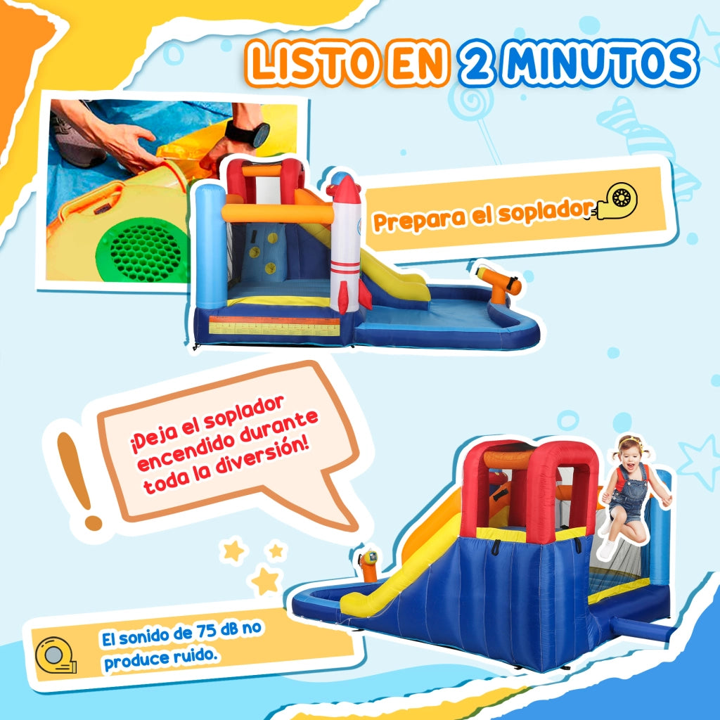 Castello gonfiabile 5 in 1 con scivolo e piscina ¨C zephmum ¨C 550W