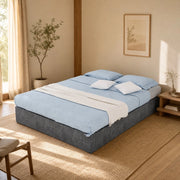 Letto matrimoniale 140x200 cm in velluto olandese grigio con testiera