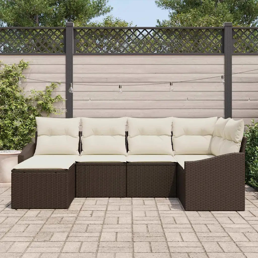Set da Pranzo per Giardino con cuscino 6 pcs Marrone e Crema 3355457