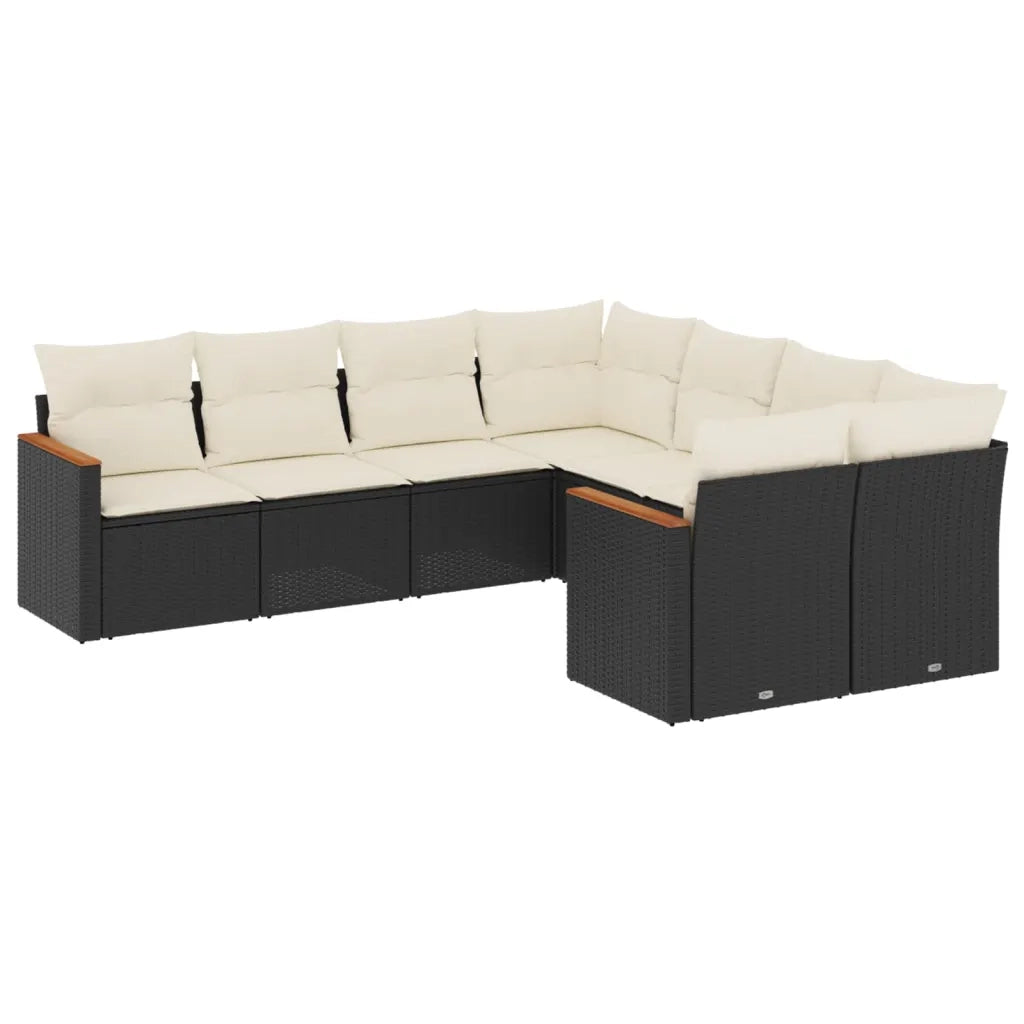 Set Divani da Giardino con Cuscini 8 pz Nero in Polyrattan 3258955
