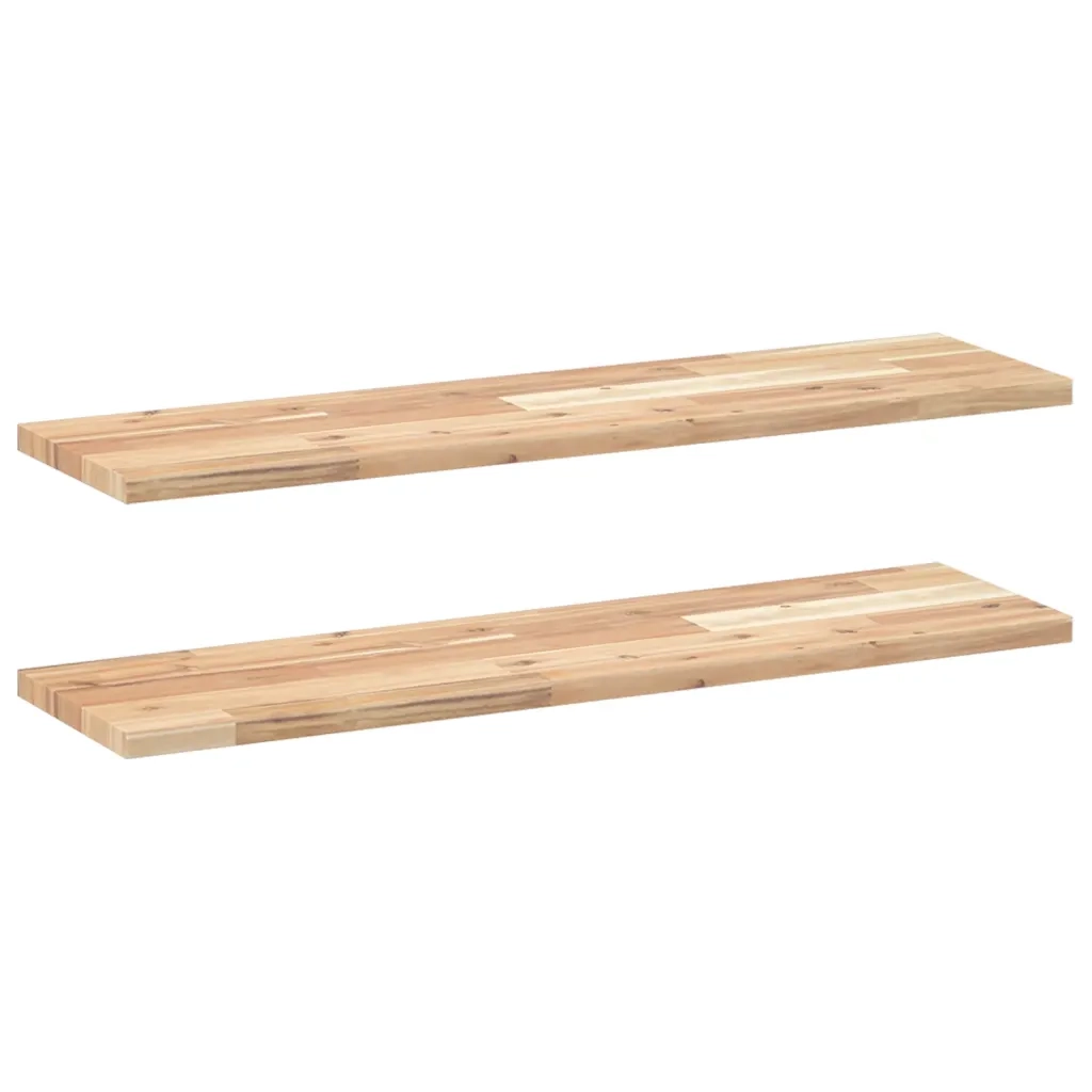 2 pz Mensole da Parete | Scaffali a Parete | Ripiano a parete 100x20x2 cm Legno Acacia Non Trattato