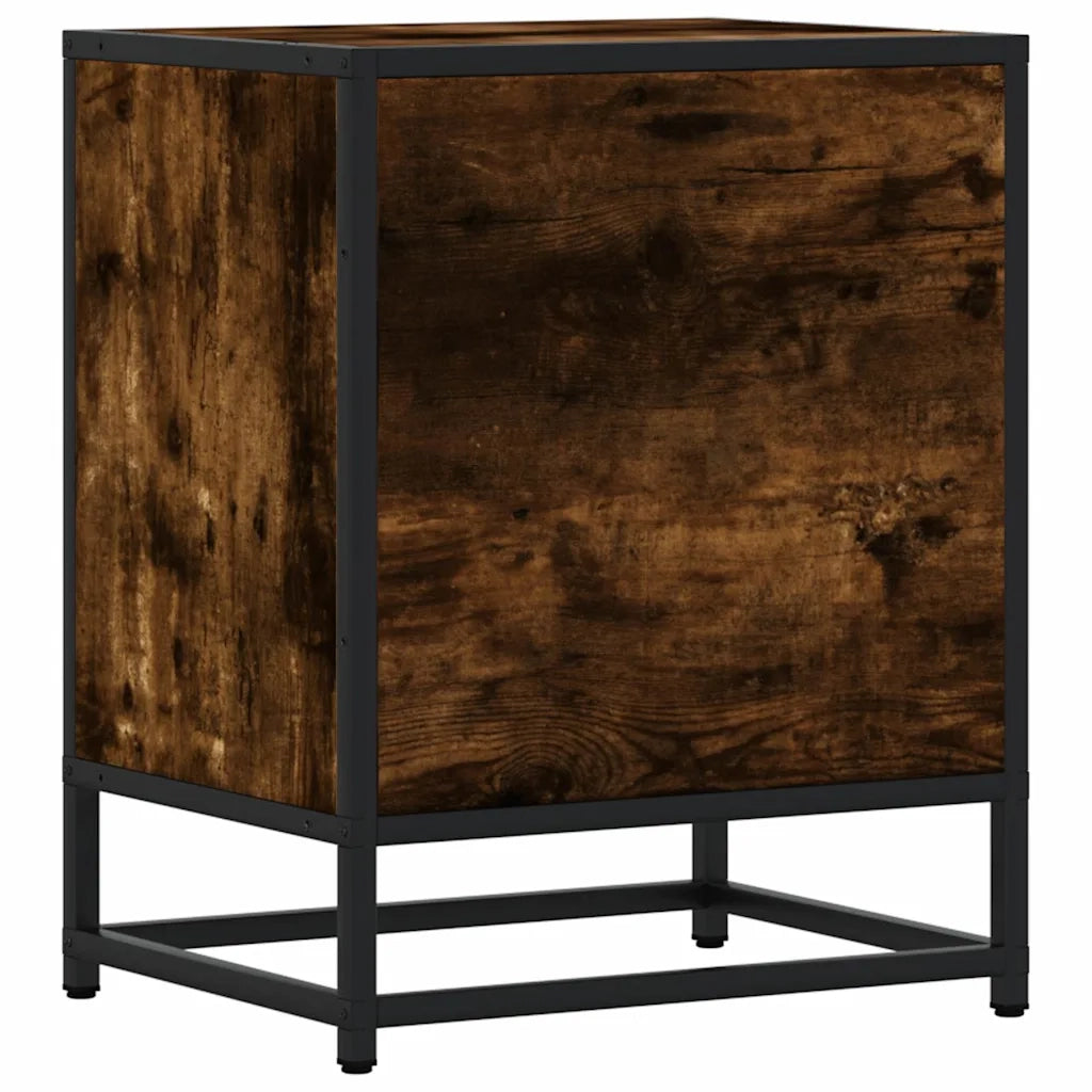 Comodini Rovere Fumo 2 pz 40x31x50 cm Legno Multistrato Metallo