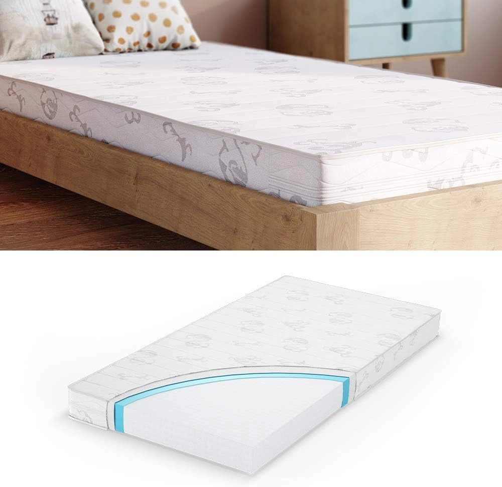 Materasso bambini, Bianco, 140 x 70 cm Livello di durezza H2, con rivestimento rimovibile e nucleo punto-elastico