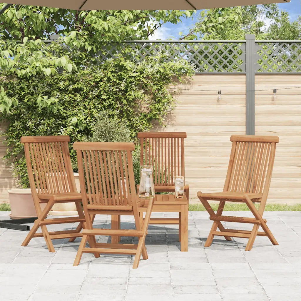 Sedie da Giardino Pieghevoli 4 pz | Sedie da Esterno in Legno Massello di Teak