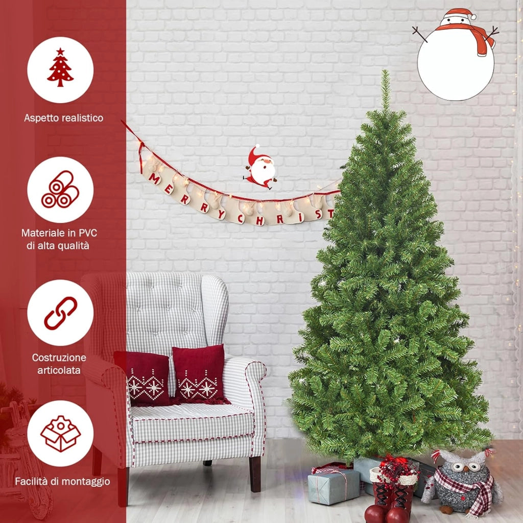 Albero di Natale 180 cm, Albero di Natale Artificiale con 928 Rami Folti, Base in Metallo, Decorazione Natalizia per Casa, Ufficio e Negozio (180 CM)