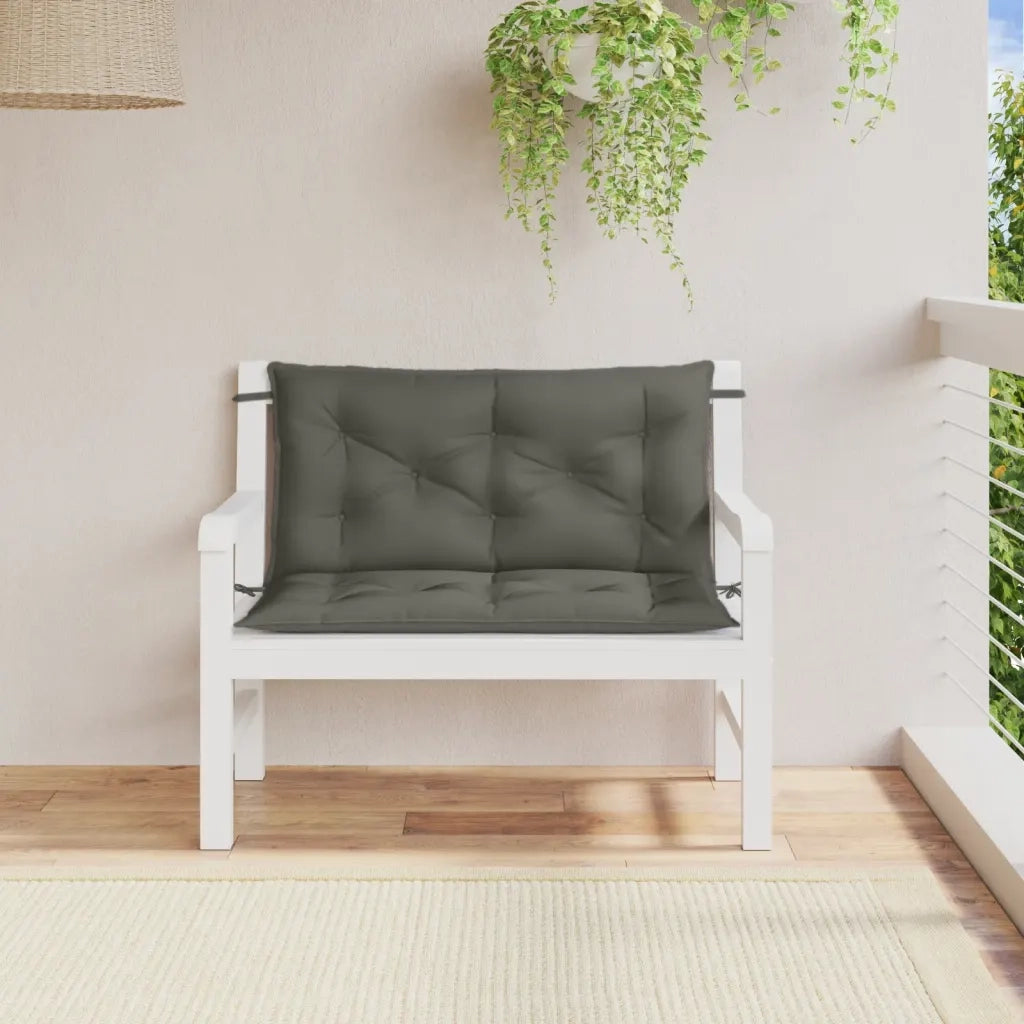 Cuscini Panca Giardino 2 pz-Set di 2 Cuscini per panchina da esterno Grigio Scuro M¨¦lange 100x50x7 cm