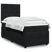 vidaXL Giroletto a Molle con Materasso Nero 100x200 cm in Velluto