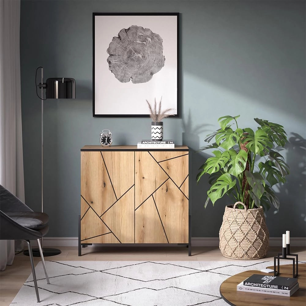 Credenza Hatto, Rovere, 84 x 80.1 cm, adatto per riporre e conservare in camera da letto