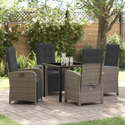 Set da Pranzo per Giardino con cuscino 5 pcs Grigio polyrattan