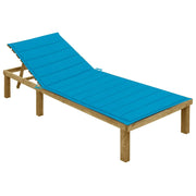 Lettino prendisole sedia a sdraio lettino prendisole letto da giardino mobili da esterno per patio 200 cm con cuscino blu legno di pino impregnato 02_0012308