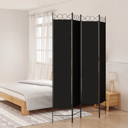 Divisorio Ambienti | Divider per stanze | Paravento a 4 Pannelli Nero 160x220 cm in Tessuto