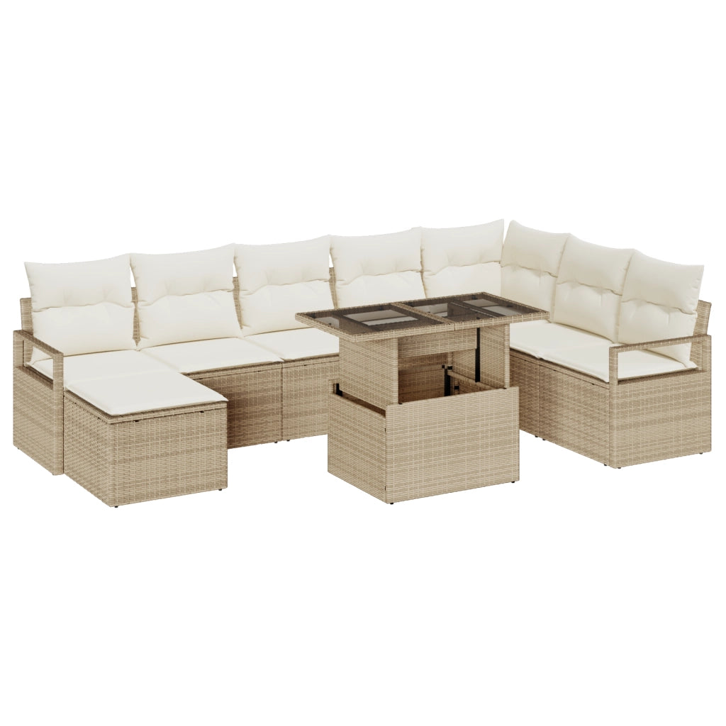 Set di Divani da Giardino  con Cuscini Beige Rattan Polietilene