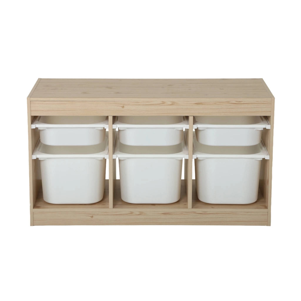 Mobile contenitore per bambini decorazione legno 6 contenitori,