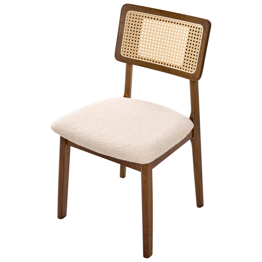 Set di 2 sedie da pranzo Sedute imbottite in poliestere marrone Struttura in legno laccato senza braccioli Stile retrò