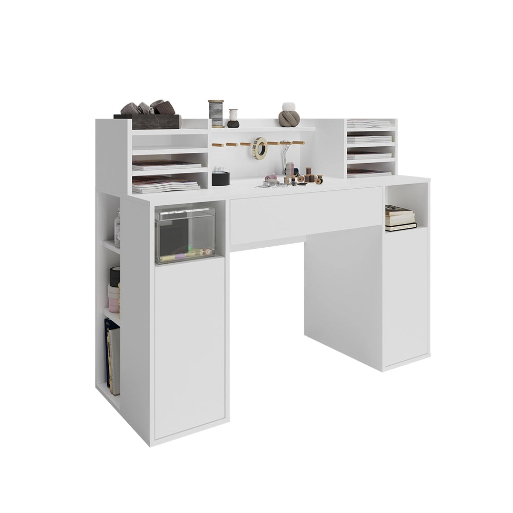 Vicco Scrivania con ripiani Bianco 126.8 x 50 cm XL con ripiani