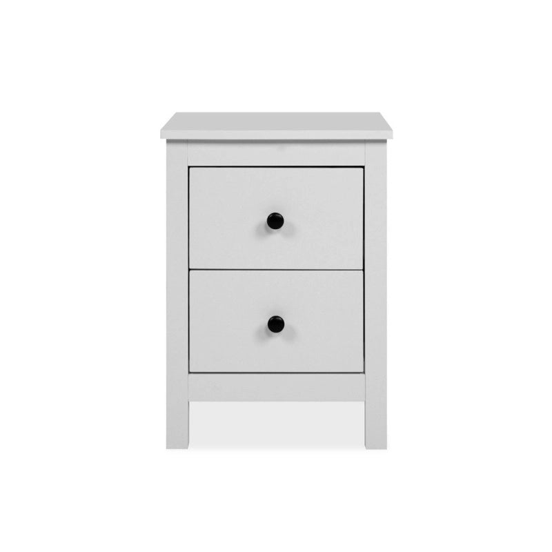 Comodino Karlstad 61A con 2 cassetti colore bianco