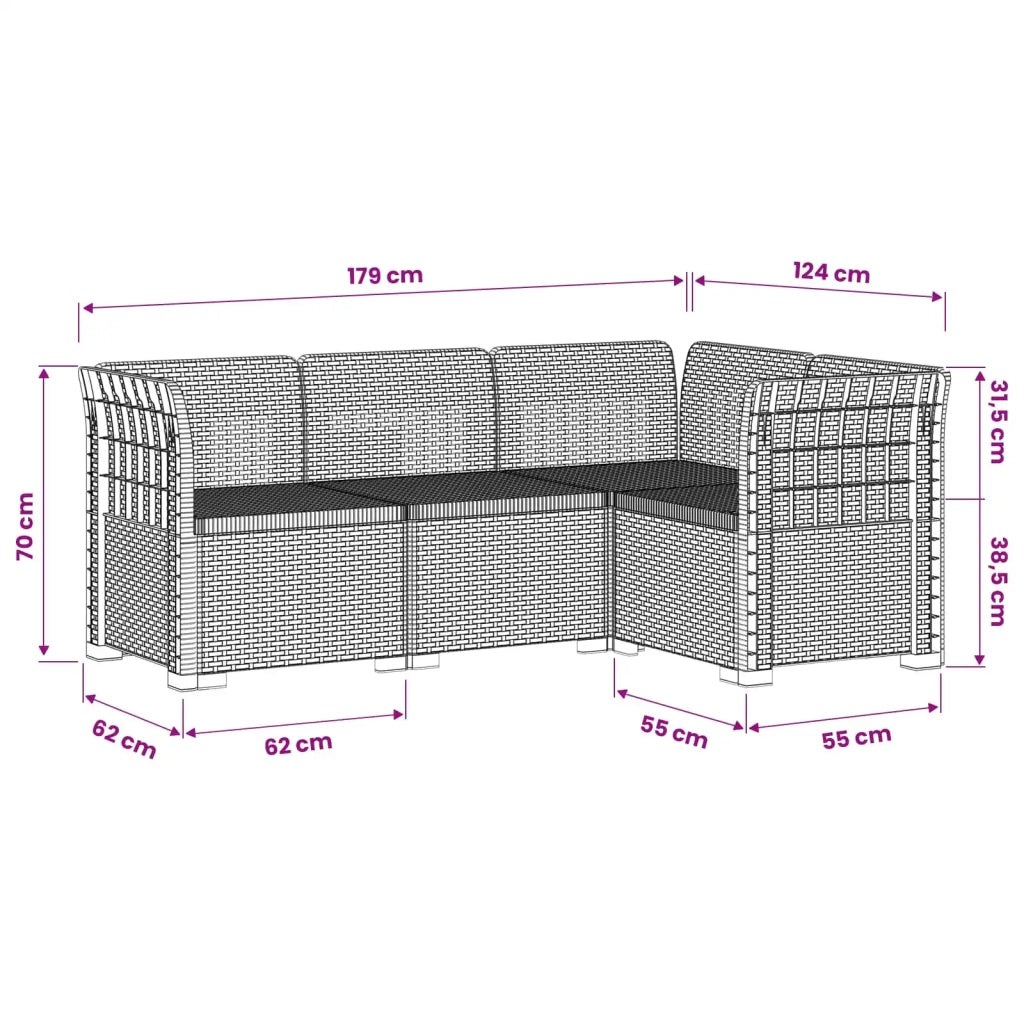 Divano da Giardino 4 Posti Aspetto Rattan PP Bianco 3443960