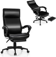 Sedia direzionale da ufficio, regolabile in altezza, girevole con poggiatesta e poggiapiedi retrattile, sedia da scrivania ergonomica con schienale regolabile, sedia da gioco, in ecopelle