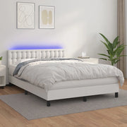 Giroletto Molle con Materasso e LED Bianco 140x200cm Similpelle 3134226
