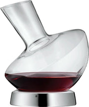 Karaf da vino 0,75 l in vetro con base in acciaio inossidabile - decantatore per vino rosso - aeratore di vino - facile da pulire - bella forma - elegante - di alta qualità