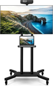 Supporto TV da Pavimento con Ruote per Schermi Plasma/LCD/LED 32-70 Pollici, Altezza Regolabile, Carrello Staffa Porta Mobile Supporto TV Fino a 50 kg, Max VESA 600 x 400mm
