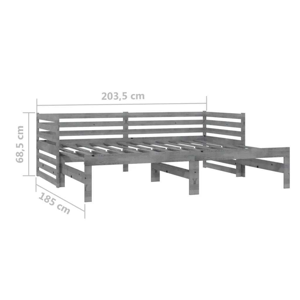 Dormeuse Estraibile Grigia in Massello di Pino 2x(90x200) cm 806967