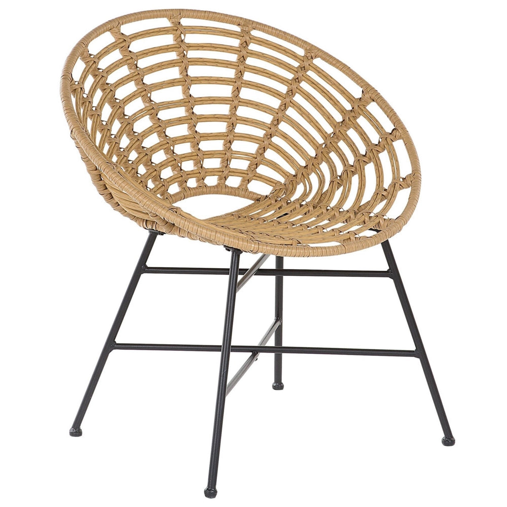 Set di 2 sedie da giardino gambe in metallo rattan sintetico marrone chiaro forma rotonda Boho