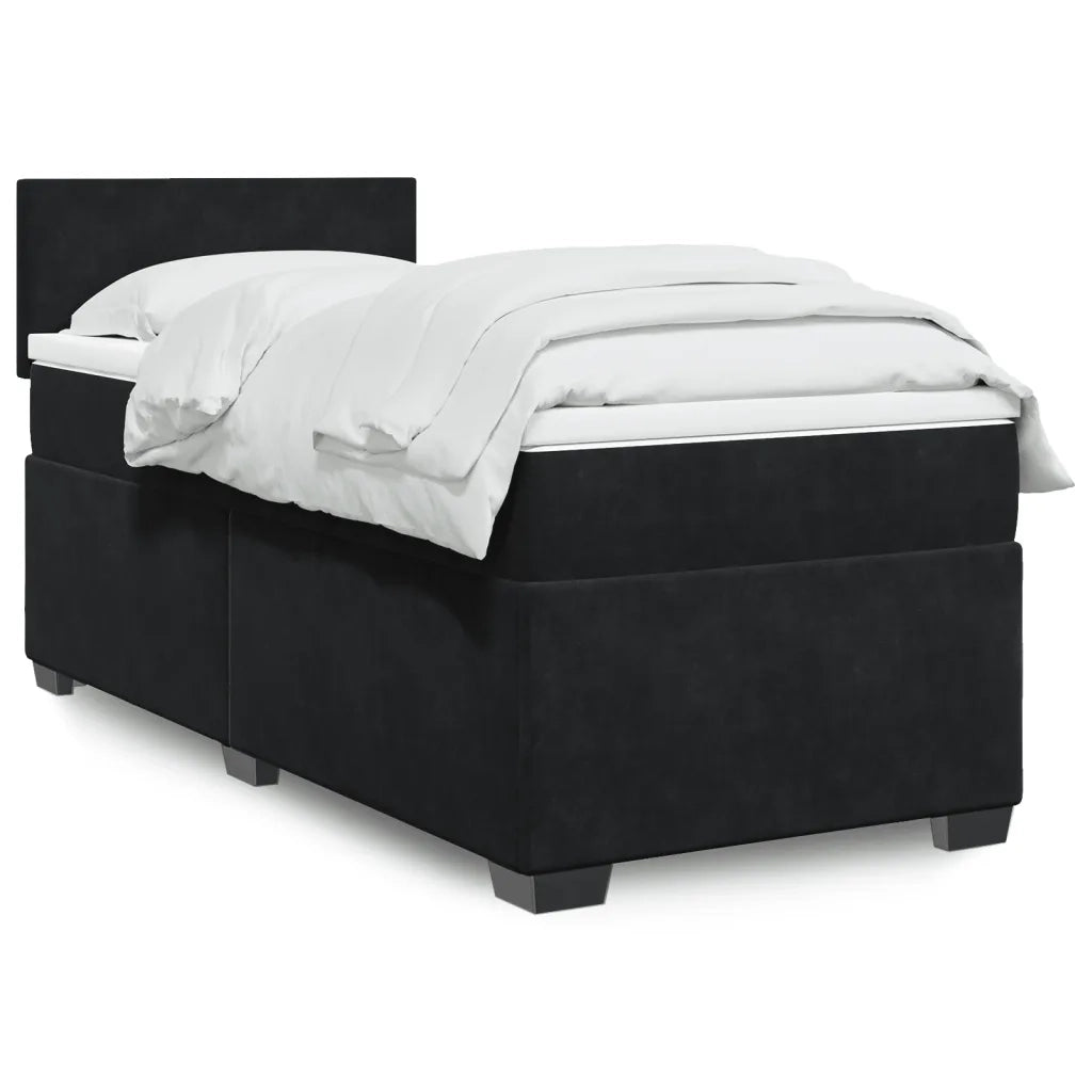 Giroletto a Molle con Materasso-Struttura Letto Nero 90x200 cm in Velluto 678449