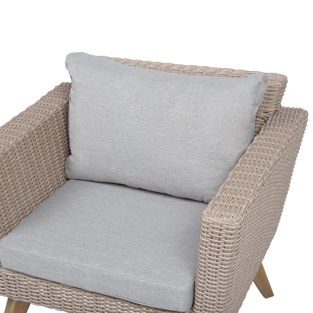 Patio Set Rattan Sintetico 3 Posti 2 Sedie Cuscini Grigi Outdoor Country