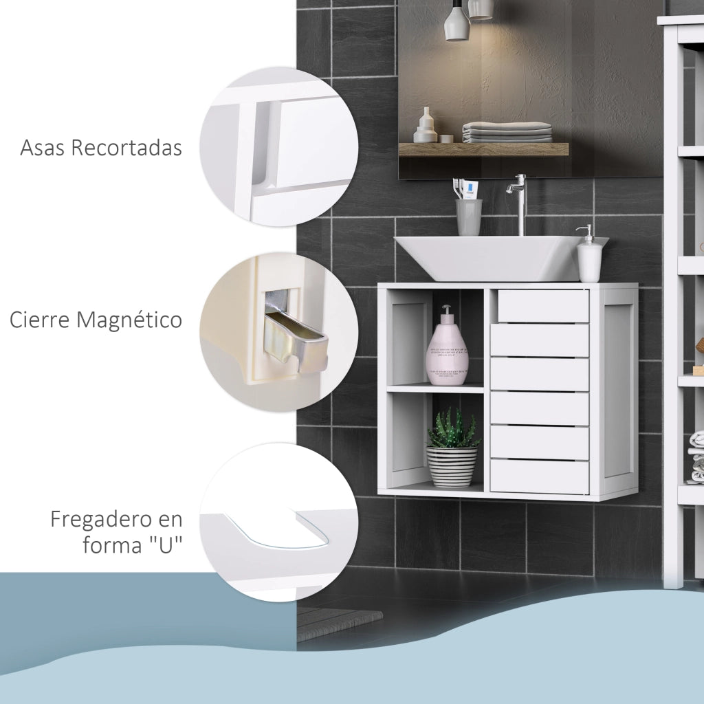 Mobile Bagno Sottolavabo Sospeso ¨C zephmum ¨C Bianco 60x30x54 cm