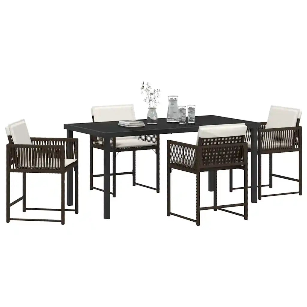 Set da Pranzo per Giardino 5 pcs Marrone polyrattan 3380755