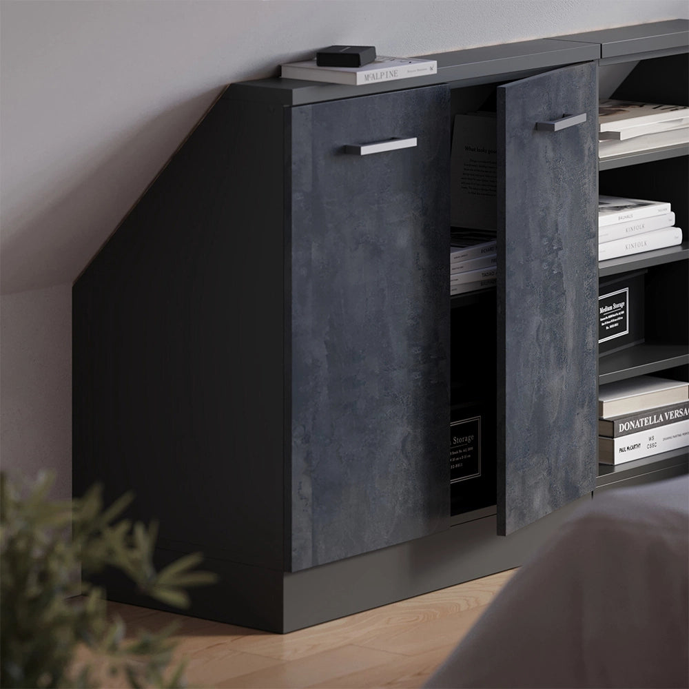 Mobile sottotetto Rion Calce nera/Antracite con 2 porte Vicco